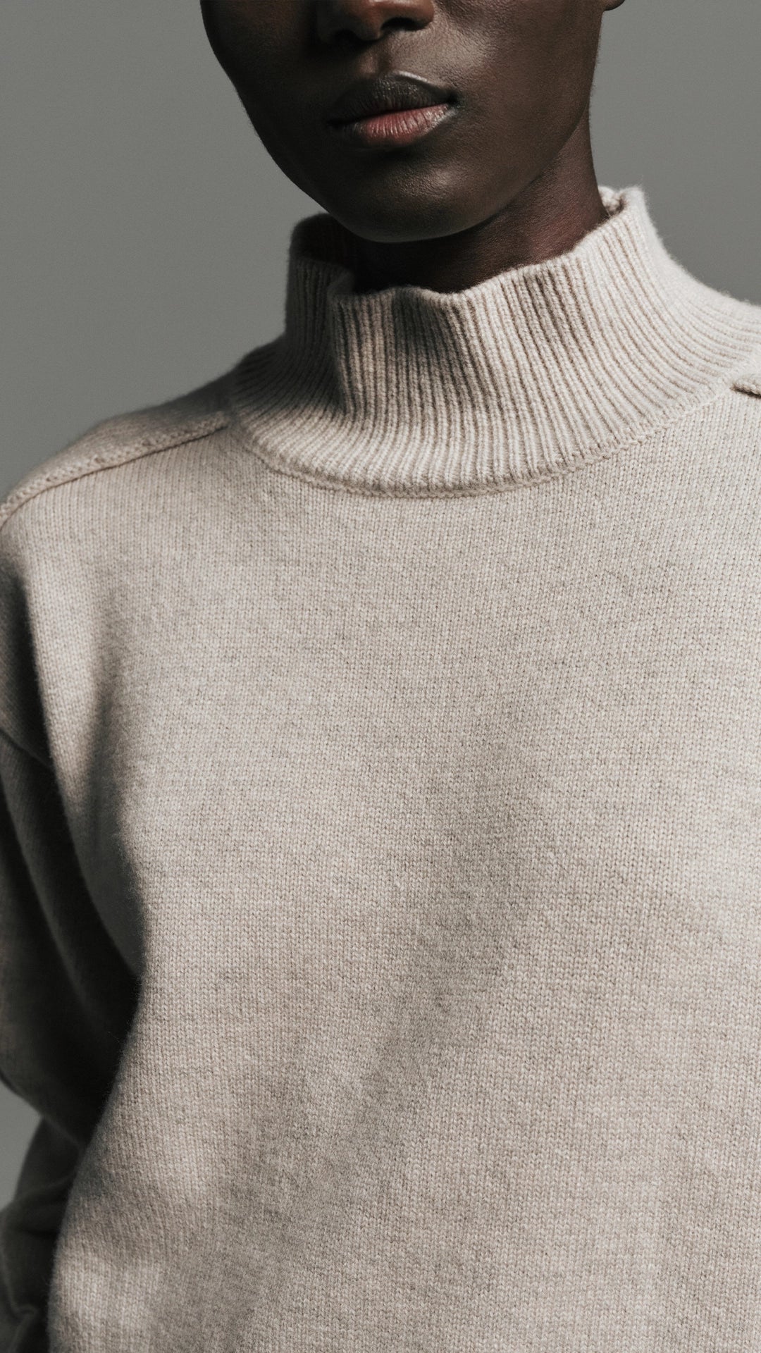 Knitted Funnel Neck Pullover