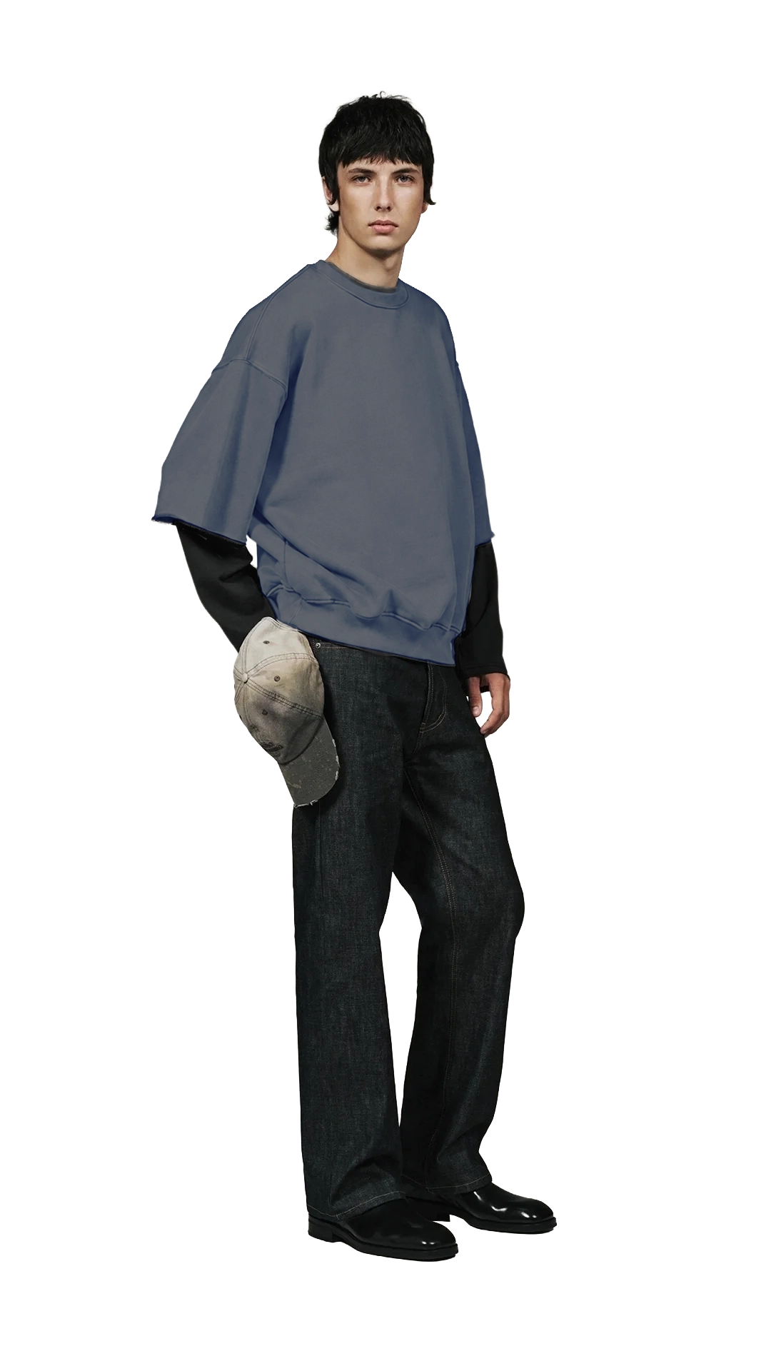 Cut off Crew Neck - Blue