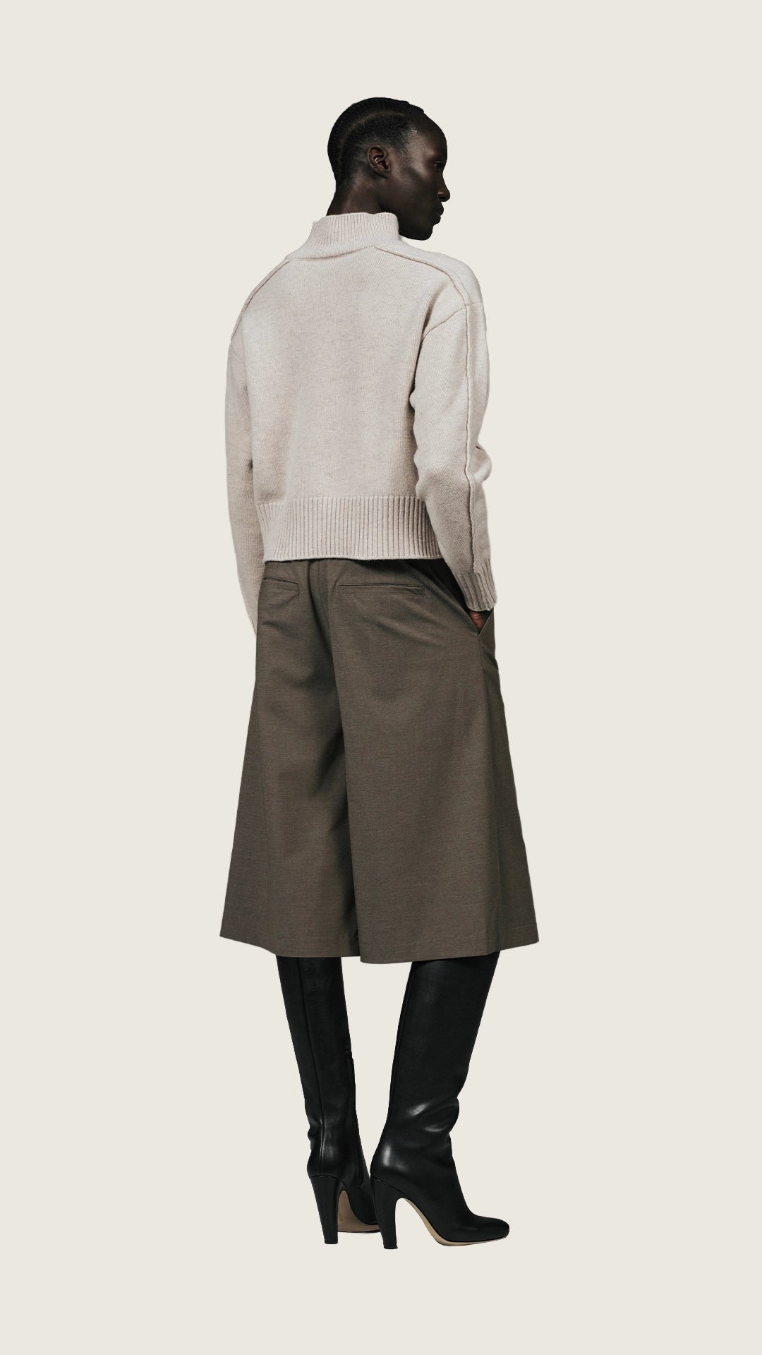 Knitted Funnel Neck Pullover