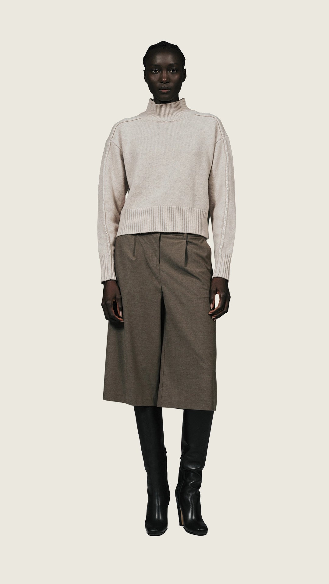 Knitted Funnel Neck Pullover