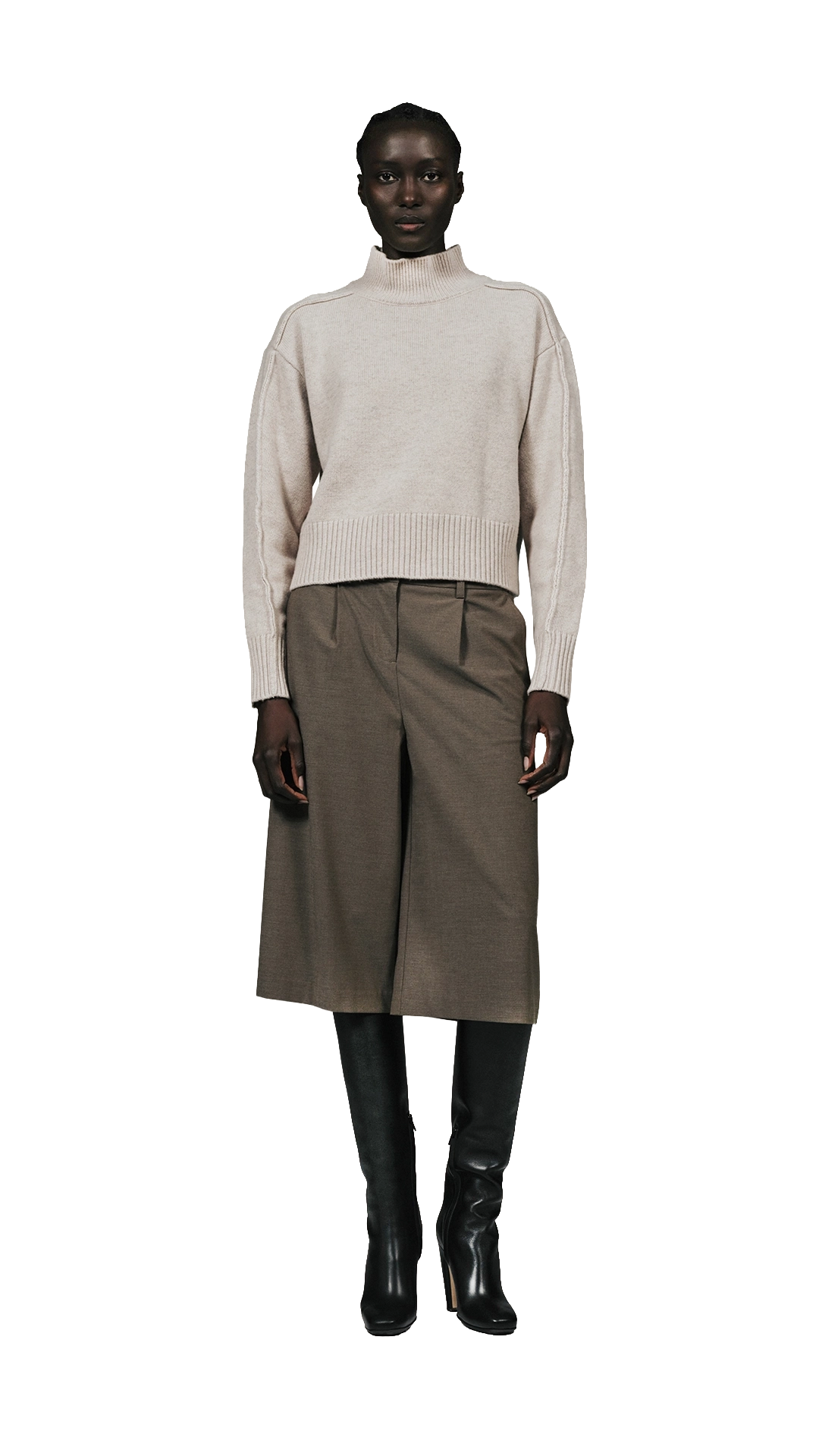 Knitted Funnel Neck Pullover